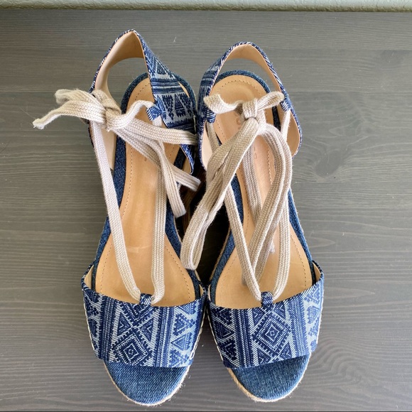 SCHUTZ Zayne Printed Denim Espadrille Platform - Picture 3 of 14